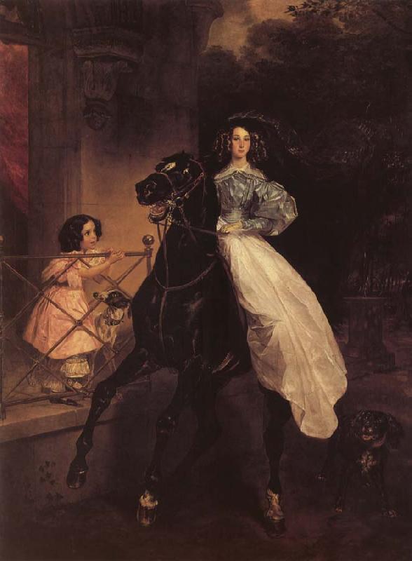 Karl Briullov Rider,Portrait of Giovannina and Amazillia Paccini oil painting picture